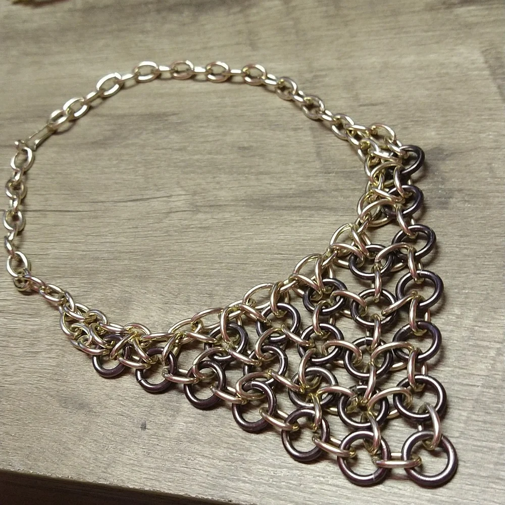 Statement Black and Goldtone Chainlink Necklace - Picture 1 of 5